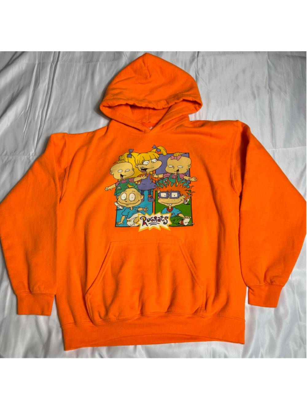 Men’s Nickelodeon Rugrats Graphic Hoodie Sweatshirt Size S Orange